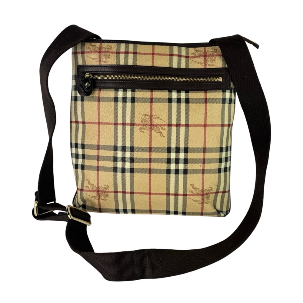 BURBERRY Multi Canvas Nova Check Haymarket Crossbody Made in Italy Authenticated - Picture 1 of 17